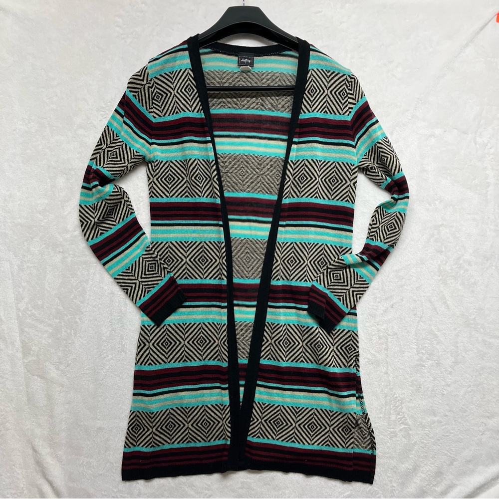 Daytrip Multicolor Striped Boho Eclectic Long Cardigan